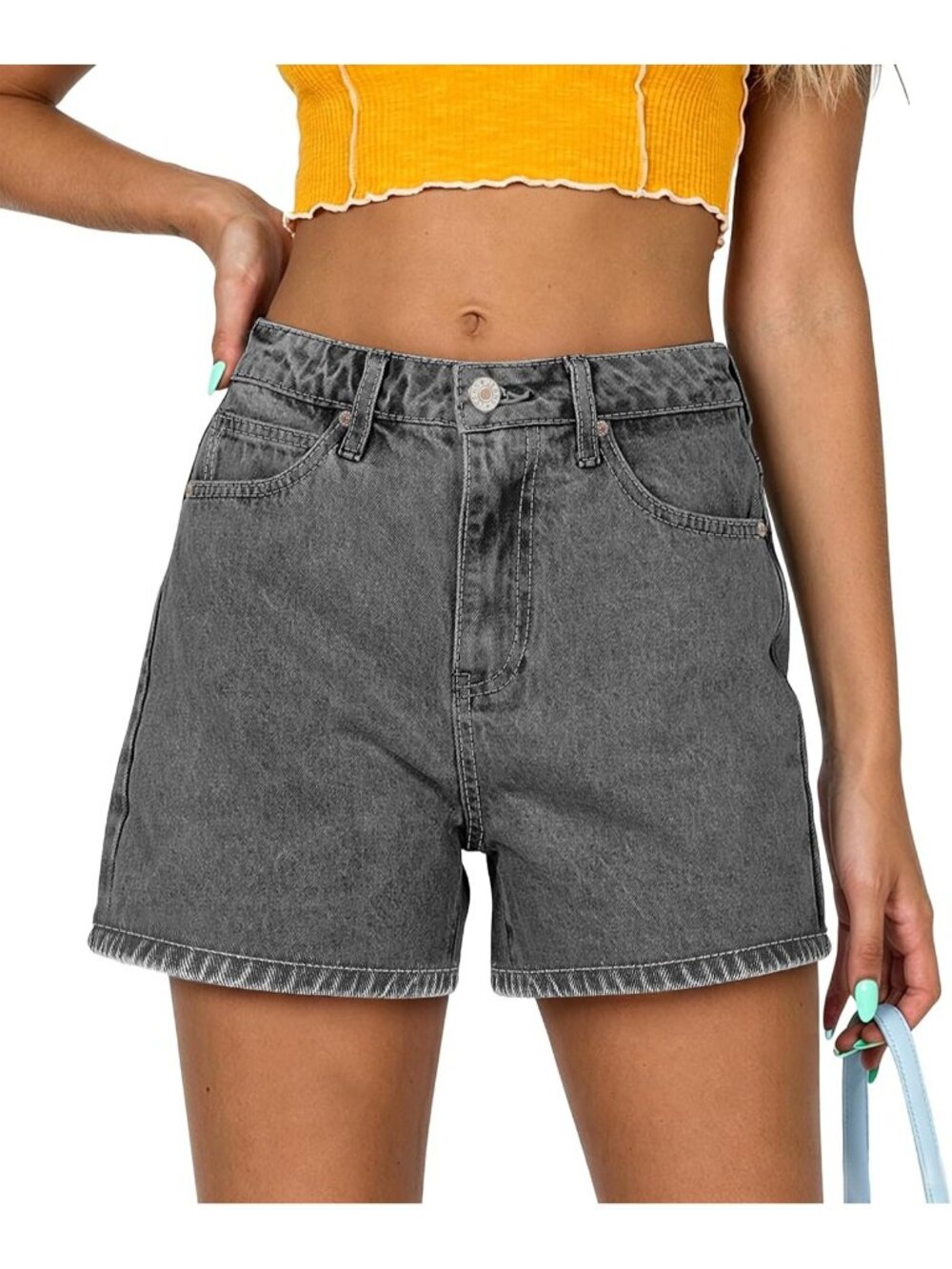 Women's light gray Summer Comfortable Stretchy Denim Casual Hot Short Jort Jean